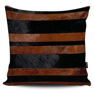 ΔΕΡΜΑΤΙΝΟ ΜΑΞΙΛΑΡΙ (κάλυμμα 1όψης) ΡΙΓΕ 50x50 cm-BLACK/BROWN