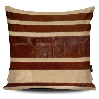 ΔΕΡΜΑΤΙΝΟ ΜΑΞΙΛΑΡΙ (κάλυμμα 1όψης) ΡΙΓΕ 50x50 cm-BEIGE/BROWN