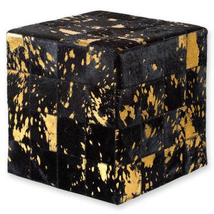 ΣΚΑΜΠΟ COW SKIN (10) 40x40x40 cm BLACK acid GOLD