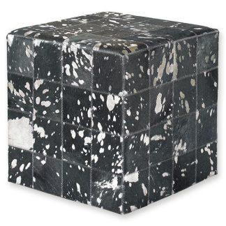 ΣΚΑΜΠΟ COW SKIN (10) 40x40x40 cm Dark GREY acid SILVER