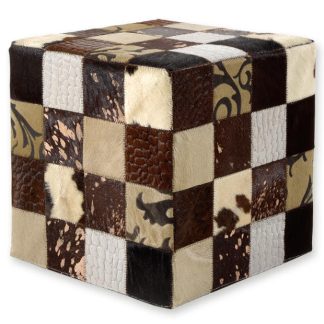 ΣΚΑΜΠΟ COW SKIN (10) 40x40x40 cm MULTY BEIGE/BROWN