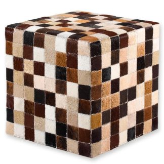 ΣΚΑΜΠΟ COW SKIN (5) 40x40x40 cm MULTY BEIGE/BROWN
