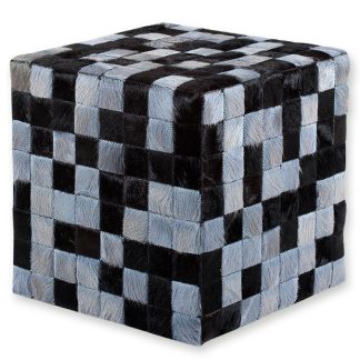 ΣΚΑΜΠΟ COW SKIN (5) 40x40x40 cm MULTY GREY/BLACK